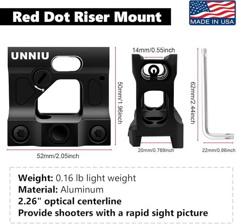 Red Dot Riser Mount – 2" Height Optic Sight Scope Mount, Compatible with T1/T2, H1/H2, Romeo 5, CompM5 Black in Saudi Arabia