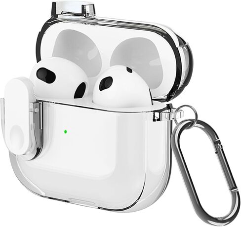 حافظة لجهاز AirPods 4، غطاء حماية من جلد البولي يوريثان الفاخر مضاد للخدش ومقاوم للغبار مع سلسلة مفاتيح لجهاز Apple AirPods الجيل الرابع 2024، أسود in Kuwait