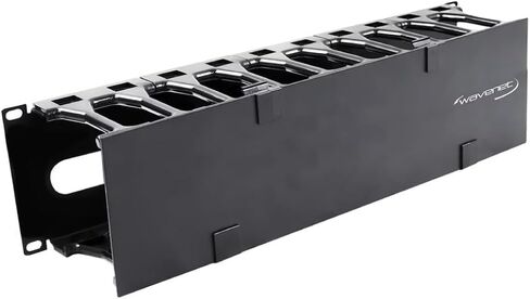 Wavenet – 3U 19" Single-Sided Horizontal Cable Manager - Plastic Finger Duct with Cover for 2-Post and 4-Post Server Racks, Metal – Black in Kuwait