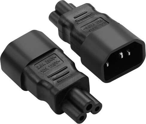 IEC 320 AC Adapter C14 to C5 Power Adapter IEC 320 C14 3Pin Male to C5 3Pin Female Extension Power Adapter 10A 250V for 3-Hole Socket Laptop Power Adapter Converter Plug 2pcs in Saudi Arabia