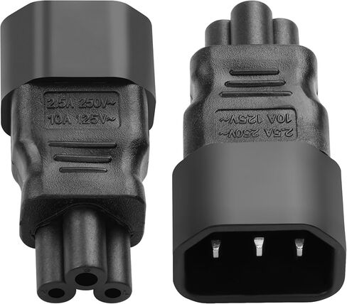 IEC 320 AC Adapter C14 to C5 Power Adapter IEC 320 C14 3Pin Male to C5 3Pin Female Extension Power Adapter 10A 250V for 3-Hole Socket Laptop Power Adapter Converter Plug 2pcs in Saudi Arabia