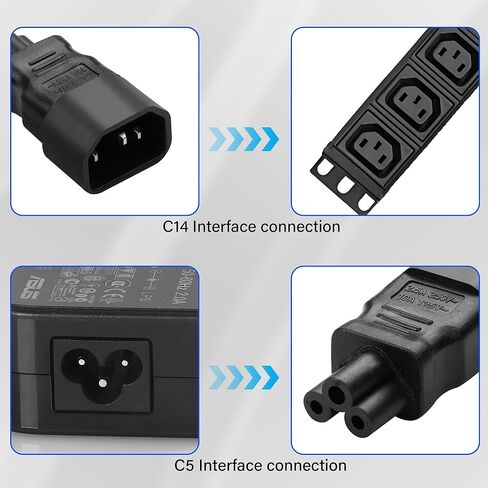 IEC 320 AC Adapter C14 to C5 Power Adapter IEC 320 C14 3Pin Male to C5 3Pin Female Extension Power Adapter 10A 250V for 3-Hole Socket Laptop Power Adapter Converter Plug 2pcs in Saudi Arabia