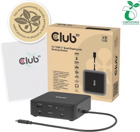 محطة إرساء USB C Displaylink رباعية الشاشة - قاعدة كمبيوتر محمول 12 في 1 4K 60 هرتز HDMI DisplayPort 8K 60 هرتز، شحن PD 100 واط، 2.5 جيجا إيثرنت، محور USB لجهاز MacBook Pro Windows - CSV-2542 in Kuwait