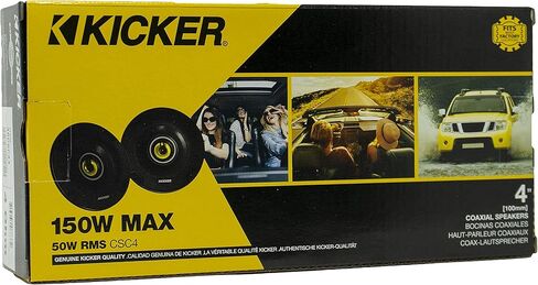 مكبر صوت للسيارة KICKER CS Series CSC4 مقاس 4 بوصات مع مكبرات صوت، أصفر (عبوتان) (متجدد) in Kuwait