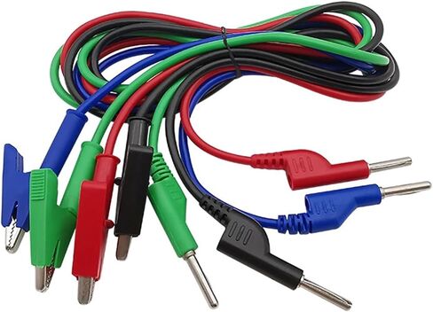 1Pcs Red Black Alligator Clips to 4mm Banana Stackable Connector Multimeter Test Leads Crocodile Clamps Wire Cable Test 1M(1 Green) in Kuwait