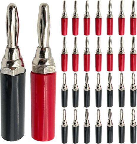 10/40Pcs 4mm Nickel/Chromium Plating Adapter Wire Cable Audio Speaker Banana Connector(5 Red 5 Black) in Saudi Arabia