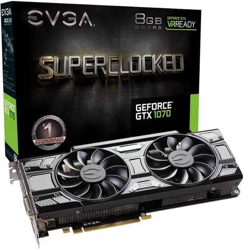 EVGA GeForce GTX 1070 SC GAMING ACX 3.0 الإصدار الأسود، 8 جيجابايت GDDR5 LED، دعم DX12 OSD (PXOC) 08G-P4-5173-KR in Kuwait