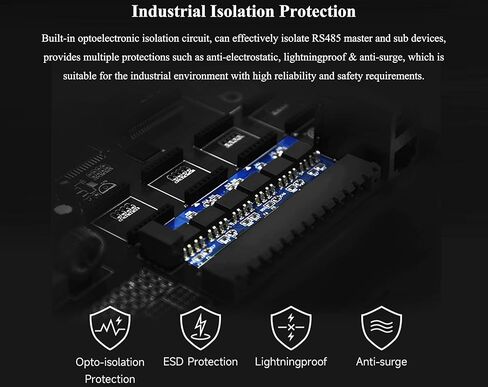 Industrial Isolated 4-CH RS485 Hub, Expands 4-CH RS485 Sub Ports Via 1-CH RS485 Master Port, with Isolation and Signal Relay, 300~460800bps Wide Baud Rate Range, Rail-Mount Support in Saudi Arabia