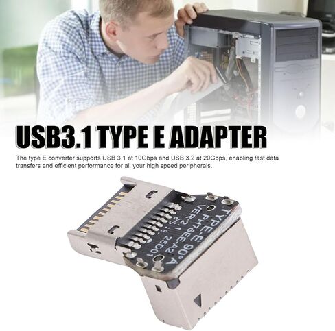 Right Angle USB Type E Adapter, USB3.1 Type E Header Converter, 90 Degree Steering Elbow Header Converter for Computer Motherboard Black (PH76EE-A) in Saudi Arabia