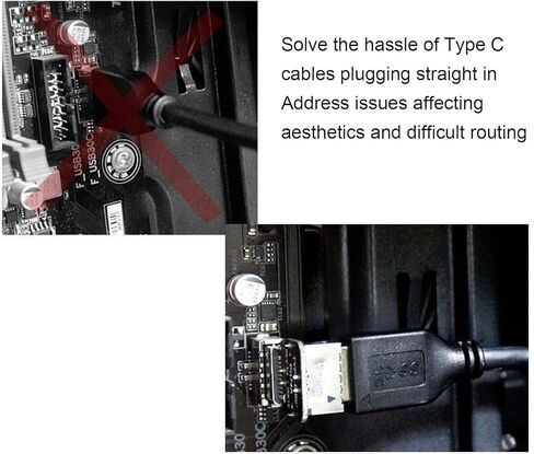 Right Angle USB Type E Adapter, USB3.1 Type E Header Converter, 90 Degree Steering Elbow Header Converter for Computer Motherboard Black (PH76EE-A) in Saudi Arabia