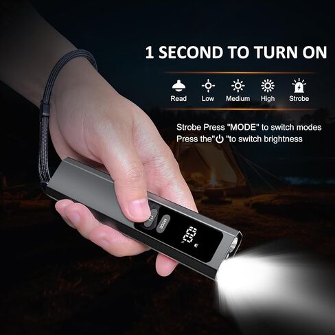 5-in-1 Rechargeable EDC Flat Flashlight, 1000 Lumens Pocket Torch with White LED, Green Beam, UV, Magnetic Base & Clip, Compact Flat Flashlight for Camping, Emergency, Work with Bag LT010 (Black) in Saudi Arabia