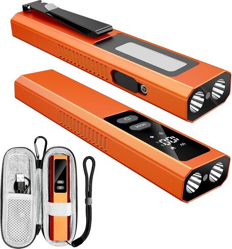 5-in-1 Rechargeable EDC Flat Flashlight, 1000 Lumens Pocket Torch with White LED, Green Beam, UV, Magnetic Base & Clip, Compact Flat Flashlight for Camping, Emergency, Work with Bag LT010 (Black) in Saudi Arabia