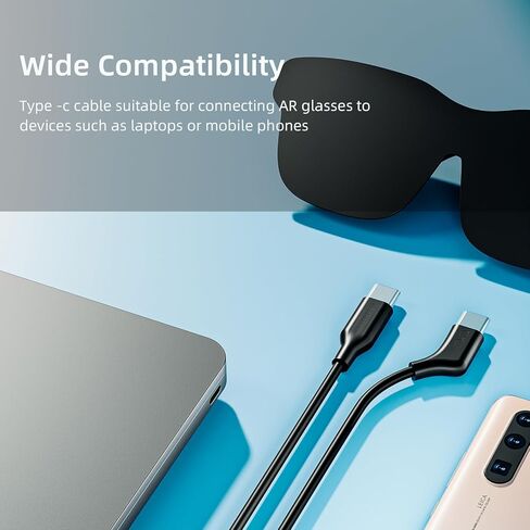 كابل نظارات AR بطول 2 متر/6.6 قدم USB إلى USB-C، محول شاحن نظارات ذكي AR محمول من النوع C كابل بيانات لمشاهدة الأفلام ولعب الألعاب لـ Xreal Rokid RayNeo Viture AR in Kuwait
