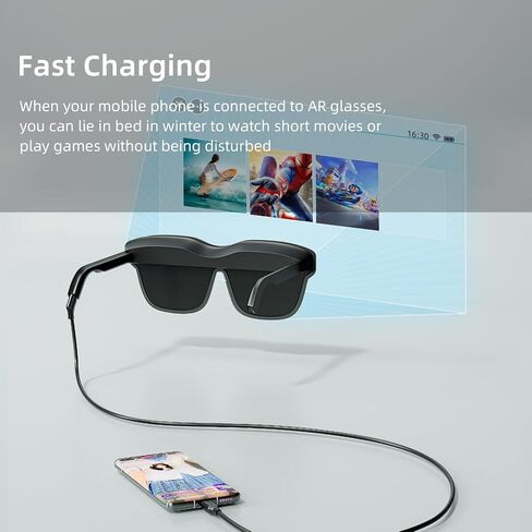 كابل نظارات AR بطول 2 متر/6.6 قدم USB إلى USB-C، محول شاحن نظارات ذكي AR محمول من النوع C كابل بيانات لمشاهدة الأفلام ولعب الألعاب لـ Xreal Rokid RayNeo Viture AR in Kuwait