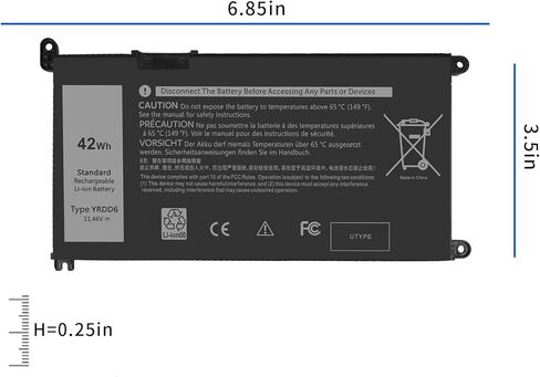 YRDD6 1VX1H استبدال البطارية لديل انسبايرون 5482 5485 7586 3583 5491 5591 5481 3310 2n1 5593 5584 3493 3593 3793 3582 5581 5590 3584 5493 5585 5594 5598 3501 P93G001 VM732 فوسترو 3491 5490. in Kuwait