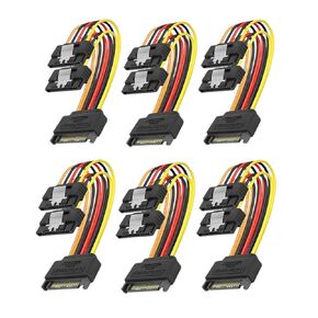 كابل تمديد الطاقة SATA، 6 قطع 15 دبوس SATA ذكر إلى أنثى موسع كابل محول لقرص القرص الصلب، HDD، SSD، PCIE لاستبدال OEM الجديد 2026 عالي للمكونات الإلكترونية الموثوقة in Kuwait