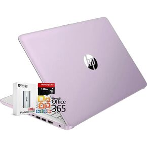 HP 14" HD Thin and Light Laptop, Intel Processor N150, 4GB RAM, 256GB Storage (128GB UFC+128GB MicroSD), Office 365, Copilot AI, WiFi 6, BT 5.4, HDMI, Win11 S, Honey Lavender (Renewed) in Kuwait