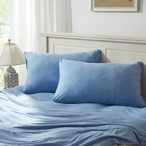 100% Jersey Cotton Pillowcase-Light Weight, Comfortable Super Soft and Breathable Yarn-Dyed Pillow Cases with Envelope Closure (Aqua Blue, Standard Size (20" x 30")) in Saudi Arabia