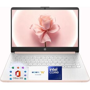 HP 14″ Rose Gold Lightweight Laptop, Intel 4-Core Processor, 4GB On-Board Memory, 128GB SSD + 1TB Cloud Storage, Microsoft 365 Web Apps (Renewed) in Kuwait