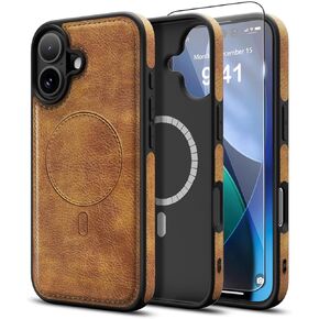 Magnetic for iPhone 17 Pro Max Leather Case, [Compatible with Magsafe] Business Classic Style Shockproof Men Women，Protective Slim fit Phone Cover for iPhone 17 Pro Max, Brown in Saudi Arabia