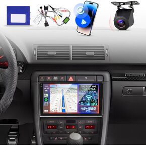 NHOPEEW [4+128G] ترقية الراديو لسيارة Audi A4 S4 RS4 2002-2008: ستيريو بشاشة لمس Android Incell مقاس 9 بوصة - تشغيل لاسلكي وAndroid Auto، 5G/WiFi، GPS، BT 5.0 + كاميرا احتياطية + ترقية Canbus in Kuwait