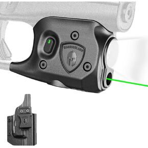 WARRIORLAND مسدس ضوء ليزر وحافظة مناسبة لـ Glock 48 (بدون إصدار السكك الحديدية)، ضوء سلاح تكتيكي صغير الحجم مثبت على الزناد 150 لومن مع LED أخضر ليزر أبيض وحافظة IWB، مؤشر الطاقة in Kuwait