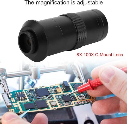 CCD Microscope Camera Lens, 25mm C Mount Lens 8X-100X Zoom Adjustable Magnification Industrial Microscope Accessory and Long Life in Saudi Arabia