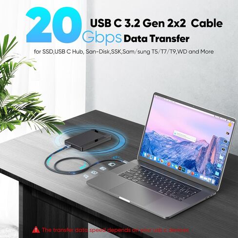 USB C Data Charging Monitor Video Cable 6ft, 4K@144Hz Video/20Gbps Data Transfer /240W Power Charging Type C Cord, USBC 3.2 Gen 2 for Camera,SSD,Portable Monitor,Carplay,Laptop and More in Saudi Arabia