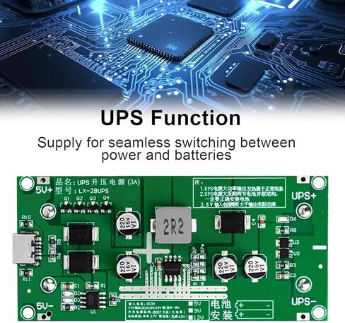 وحدة شحن بطارية UPS عالية الطاقة من النوع C 15 وات 3 أمبير لبطارية ليثيوم 18650، مصدر طاقة UPS/محول 5 فولت 9 فولت 12 فولت DC-DC لوحة شحن سريعة لأجهزة التوجيه والكاميرات (1) in Kuwait
