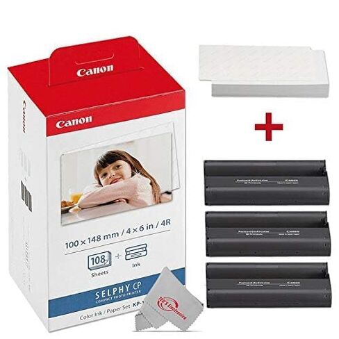Canon KP-108IN Color ahPJNL Ink and 4 x 6 Paper Set, 108 Count (Pack of 3) in Saudi Arabia