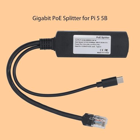 مقسم Gigabit Type C PoE 5V/4A، ومحول PoE إلى USB C، IEEE802.3af متوافق مع 10 100 1000 ميجابت في الثانية لـ Pi 5 5B، وكاميرات IP الأمنية والمزيد in Kuwait