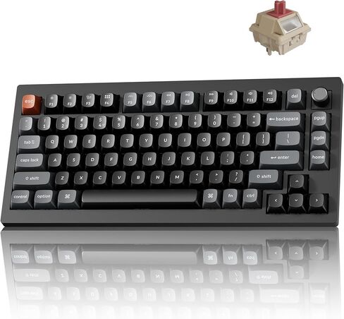 Keychron V1 Ultra 8K لاسلكي 2.4 جيجا هرتز وبلوتوث لوحة مفاتيح ميكانيكية مخصصة ZMK Launcher مع مفاتيح Keychron Silk POM الحمراء القابلة للتبديل السريع، أغطية مفاتيح PBT لنظام التشغيل Mac Windows Linux in Saudi Arabia