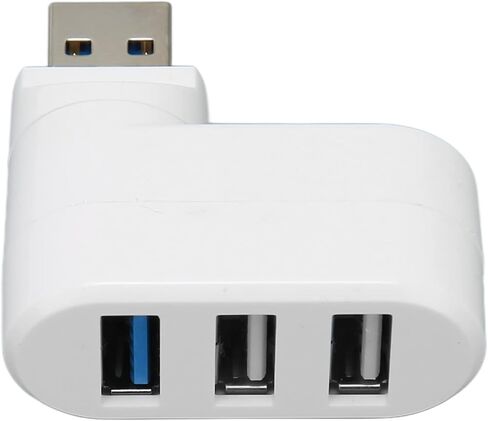 Mini USB Hub, 3 Port 90 and 180 Degree Rotatable Swivel Hub, Portable Compact USB 3.0 Data for Laptop, Desktop PC, Space Saving Design (White) in Saudi Arabia
