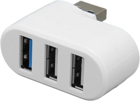 Mini USB Hub, 3 Port 90 and 180 Degree Rotatable Swivel Hub, Portable Compact USB 3.0 Data for Laptop, Desktop PC, Space Saving Design (White) in Saudi Arabia