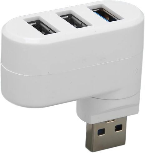 Mini USB Hub, 3 Port 90 and 180 Degree Rotatable Swivel Hub, Portable Compact USB 3.0 Data for Laptop, Desktop PC, Space Saving Design (White) in Saudi Arabia