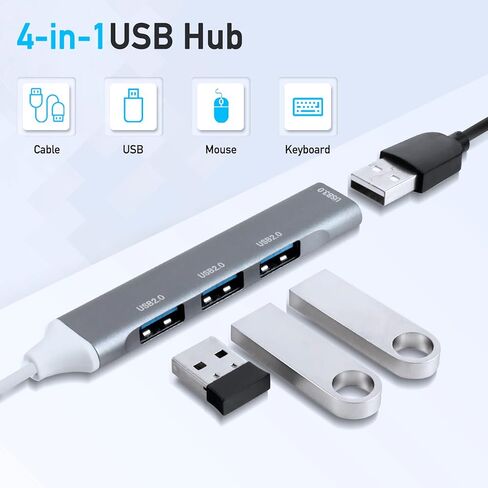موزع USB بـ 4 منافذ USB Hub، موزع بيانات USB نحيف للغاية، وصلات محور USB صغيرة محمولة من سبائك الألومنيوم تنطبق على أجهزة الكمبيوتر المحمول، MacBook، Mac Mini/Pro، Surface، الكمبيوتر المحمول، PS4، محرك فلاش، محرك الأقراص الصلبة المحمول in Kuwait