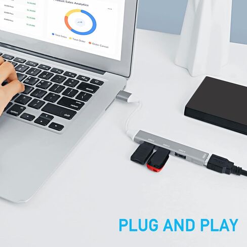 موزع USB بـ 4 منافذ USB Hub، موزع بيانات USB نحيف للغاية، وصلات محور USB صغيرة محمولة من سبائك الألومنيوم تنطبق على أجهزة الكمبيوتر المحمول، MacBook، Mac Mini/Pro، Surface، الكمبيوتر المحمول، PS4، محرك فلاش، محرك الأقراص الصلبة المحمول in Kuwait