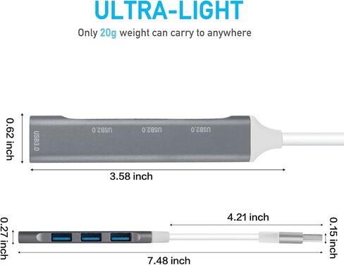 موزع USB بـ 4 منافذ USB Hub، موزع بيانات USB نحيف للغاية، وصلات محور USB صغيرة محمولة من سبائك الألومنيوم تنطبق على أجهزة الكمبيوتر المحمول، MacBook، Mac Mini/Pro، Surface، الكمبيوتر المحمول، PS4، محرك فلاش، محرك الأقراص الصلبة المحمول in Kuwait