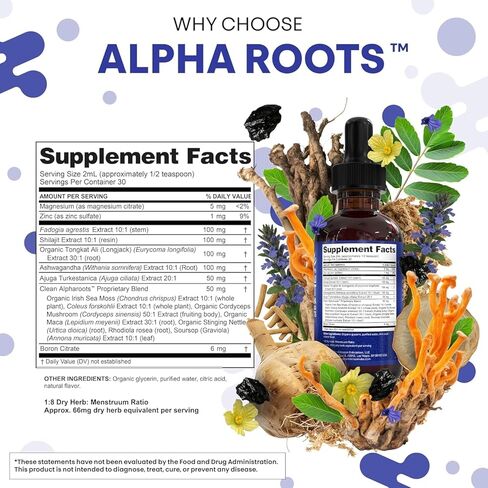 Tongkat Ali Liquid Drops Shilajit ، Ashwagandha ، Turkesterone ، Fadogia Agrestis ، Magnesium ، Arish Sea Moss ، وملحق الأعشاب الزنك بواسطة Clean Nutra in Saudi Arabia