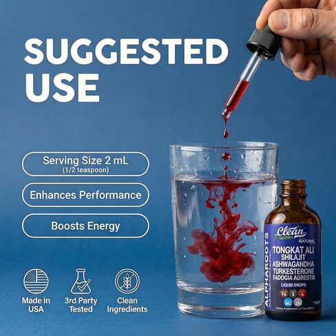 Tongkat Ali Liquid Drops Shilajit ، Ashwagandha ، Turkesterone ، Fadogia Agrestis ، Magnesium ، Arish Sea Moss ، وملحق الأعشاب الزنك بواسطة Clean Nutra in Saudi Arabia