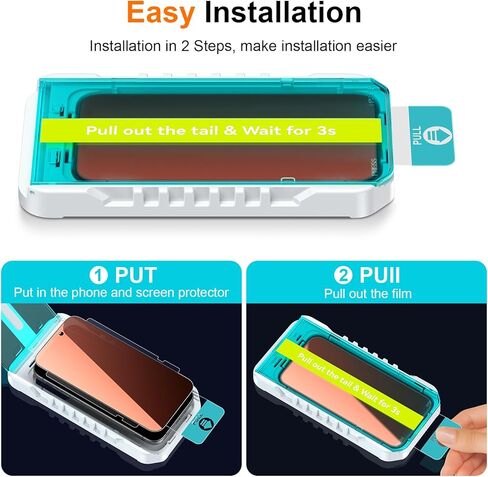 قطعتان من واقي شاشة الخصوصية لهاتف iPhone 17 Pro Max/iPhone 16 Pro Max 6.9 بوصة متدرجة ملونة 25 درجة مقاومة للتجسس تغطية كاملة خاصة من الزجاج المقسى مع صندوق ملائم تلقائي، تركيب خالٍ من الغبار in Kuwait