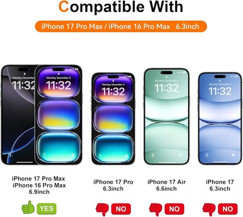 قطعتان من واقي شاشة الخصوصية لهاتف iPhone 17 Pro Max/iPhone 16 Pro Max 6.9 بوصة متدرجة ملونة 25 درجة مقاومة للتجسس تغطية كاملة خاصة من الزجاج المقسى مع صندوق ملائم تلقائي، تركيب خالٍ من الغبار in Kuwait