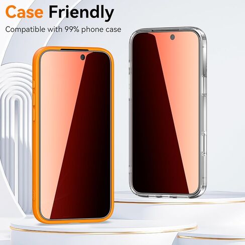 قطعتان من واقي شاشة الخصوصية لهاتف iPhone 17 Pro Max/iPhone 16 Pro Max 6.9 بوصة متدرجة ملونة 25 درجة مقاومة للتجسس تغطية كاملة خاصة من الزجاج المقسى مع صندوق ملائم تلقائي، تركيب خالٍ من الغبار in Kuwait