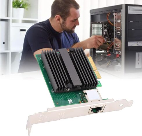 Ethernet Network Adapter Card, PCIe x4 10G Gigabit Expansion Card with Gold Plated Fingers and Heat Sink, for Controller, Server NAS Router in Saudi Arabia