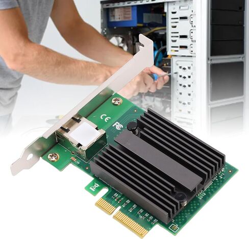 Ethernet Network Adapter Card, PCIe x4 10G Gigabit Expansion Card with Gold Plated Fingers and Heat Sink, for Controller, Server NAS Router in Saudi Arabia