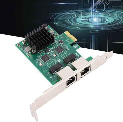 Dual Port Gigabit Network Card, 2 x RJ45 PCIe Wired Ethernet Adapter with Gold Plated Connectors and Heatsink, for Desktop PC with Controller in Saudi Arabia