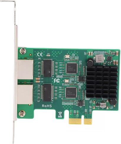 Dual Port Gigabit Network Card, 2 x RJ45 PCIe Wired Ethernet Adapter with Gold Plated Connectors and Heatsink, for Desktop PC with Controller in Saudi Arabia