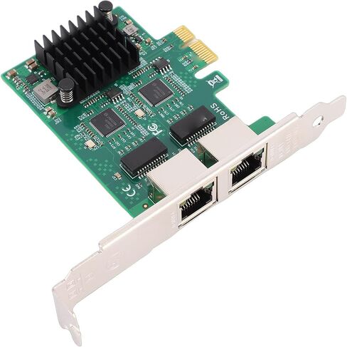 Dual Port Gigabit Network Card, 2 x RJ45 PCIe Wired Ethernet Adapter with Gold Plated Connectors and Heatsink, for Desktop PC with Controller in Saudi Arabia