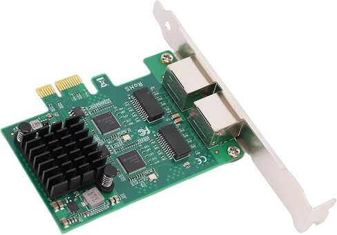 Dual Port Gigabit Network Card, 2 x RJ45 PCIe Wired Ethernet Adapter with Gold Plated Connectors and Heatsink, for Desktop PC with Controller in Saudi Arabia