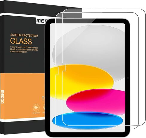 واقي شاشة Megoo مكون من قطعتين لجهاز iPad 11th A16 2025[11 بوصة]/10th 10.9 2022[10.9 بوصة]، زجاج مقسى 9H، وضوح عالي الدقة، صديق للحافظة، متوافق مع قلم Apple ومعرف الوجه in Saudi Arabia